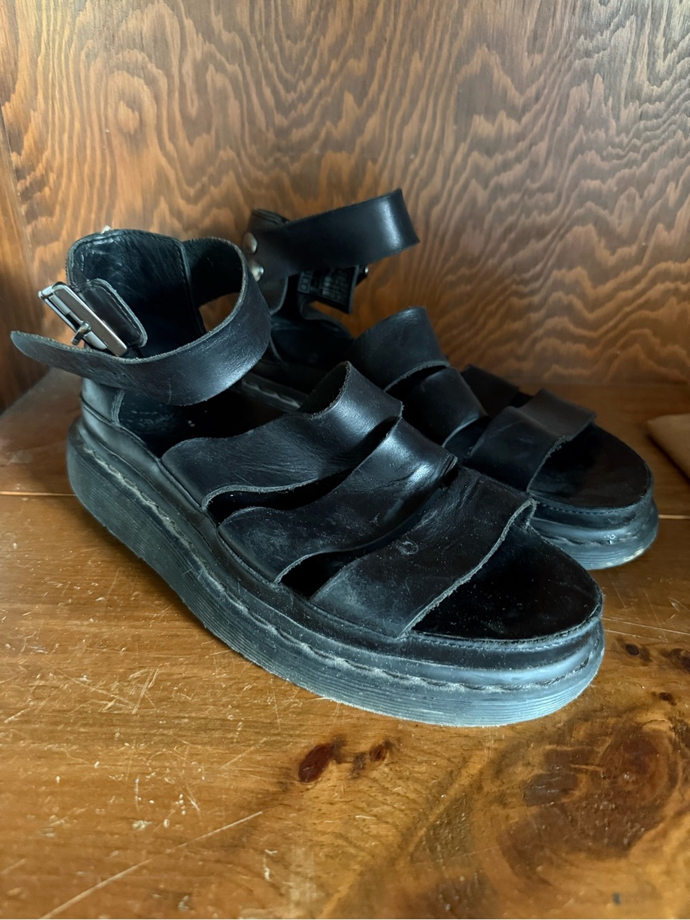 Dr. Martens Clarissa Platform Sandals – Black Leather – EU 38 / US 7 Runs Large
